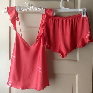 Victoria's Secret Sexy Shorts + Tops - pink satin